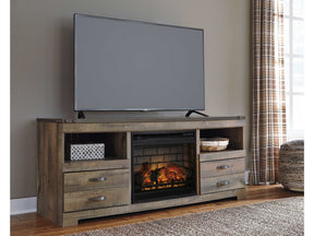 Trinell Brown 63" TV Stand w/ Electric Fireplace (Online Special Price) - Ornate Home