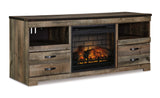 Trinell Brown 63" TV Stand w/ W100-101 Electric Fireplace - Ornate Home