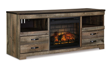 Trinell Brown 63" TV Stand w/ W100-101 Electric Fireplace - Ornate Home