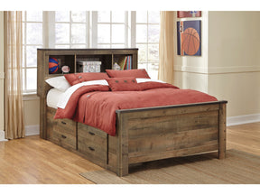 Trinell Brown Full Bookcase Bed with 2 Storage Drawers (Online Special Price) - Ornate Home