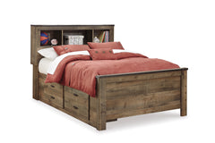 Trinell Brown Full Bookcase Bed with 2 Storage Drawers - Ornate Home