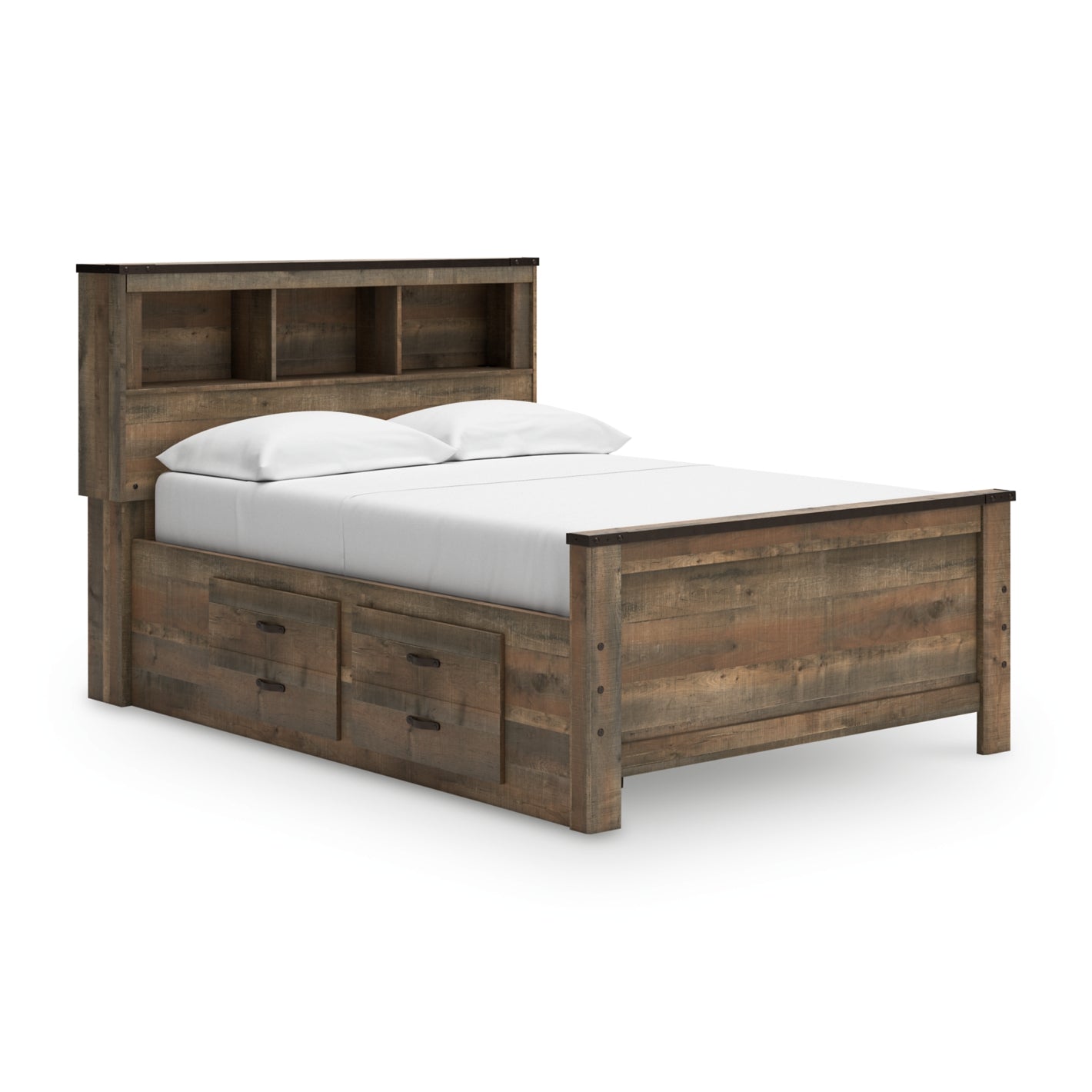 Trinell Brown Full Bookcase Bed with 2 Storage Drawers - Ornate Home