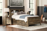 Trinell Brown Full Bookcase Bed with 2 Storage Drawers - Ornate Home