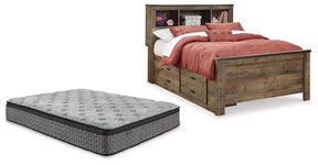 Trinell Brown Full Bookcase Bed with Mattress - Ornate Home