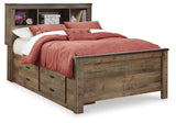 Trinell Brown Full Bookcase Bed with Mattress - Ornate Home