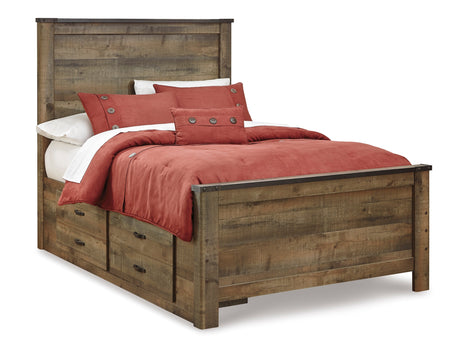 Trinell Brown Full Panel Bed with 2 Storage Drawers - Ornate Home
