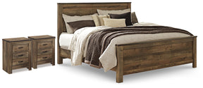 Trinell Brown King Panel Bed and 2 Nightstands - Ornate Home