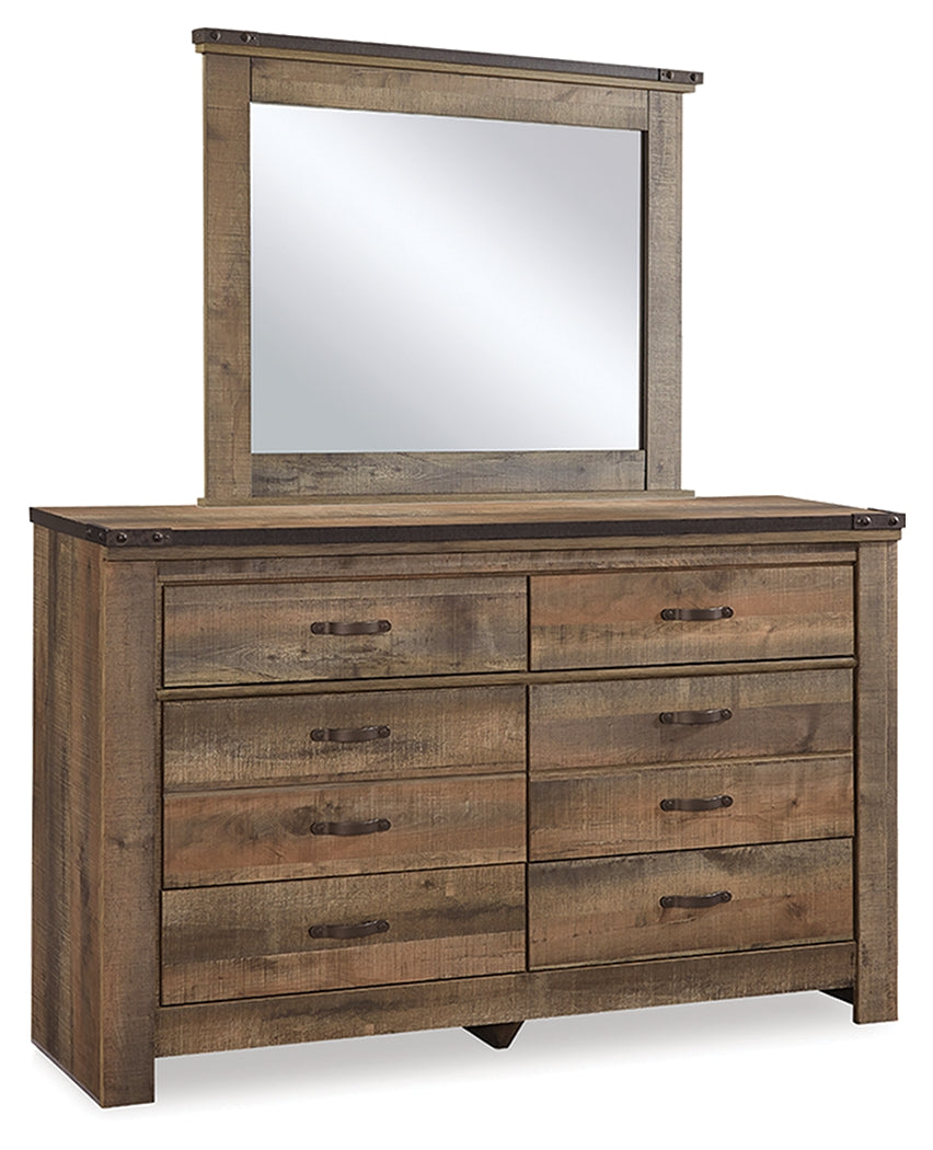 Trinell Brown King Panel Bedroom Set with. Dresser, Mirror, Chest and 2 Nightstands - Ornate Home