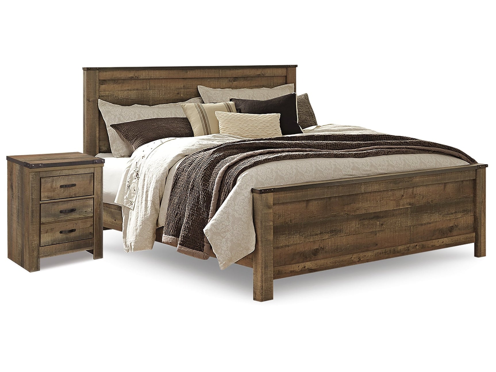Trinell Brown King Panel Bedroom Set with Nightstand (Online Special Price) - Ornate Home