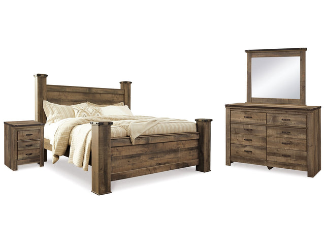 Trinell Brown King Poster Bedroom Set with Dresser, Mirror and Nightstand (Online Special Price) - Ornate Home