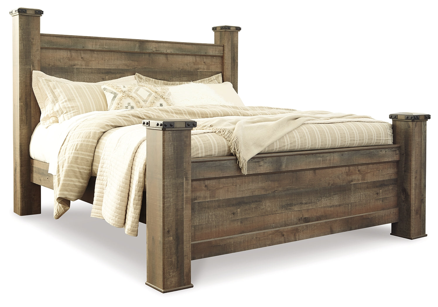 Trinell Brown King Poster Bedroom Set with Dresser, Mirror and Nightstand (Online Special Price) - Ornate Home