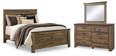 Trinell Brown Queen Panel Bed, Dresser and Mirror - Ornate Home