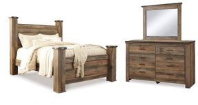 Trinell Brown Queen Poster Bed, Dresser and Mirror - Ornate Home
