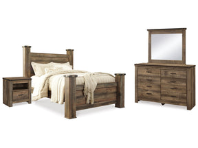 Trinell Brown Queen Poster Bedroom Set with Dresser, Mirror and Nightstand (Online Special Price) - Ornate Home