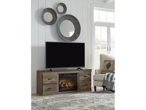 Trinell Brown TV Stand with Electric Fireplace (Online Special Price) - Ornate Home