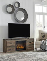 Trinell Brown TV Stand with Electric Fireplace (Online Special Price) - Ornate Home