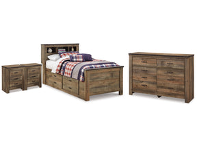 Trinell Brown Twin Bookcase Bed, Dresser and 2 Nightstands (Online Special Price) - Ornate Home