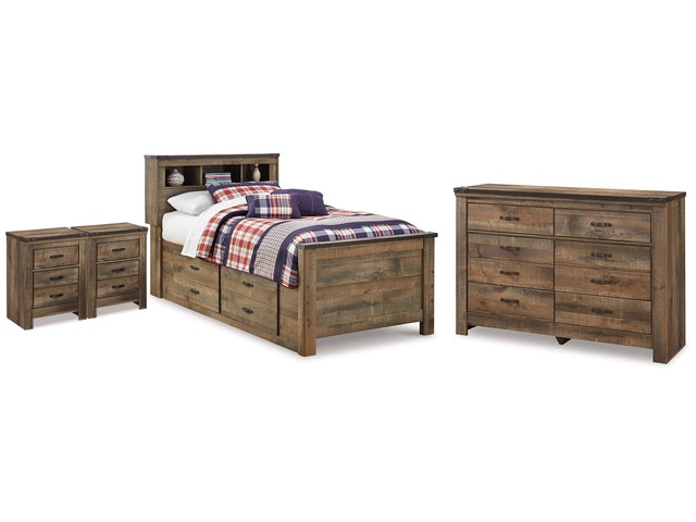 Trinell Brown Twin Bookcase Bed, Dresser and 2 Nightstands (Online Special Price) - Ornate Home