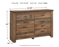 Trinell Brown Twin Bookcase Bed, Dresser and 2 Nightstands - Ornate Home