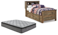 Trinell Brown Twin Bookcase Bed with Mattress - Ornate Home