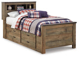 Trinell Brown Twin Bookcase Bed with Mattress - Ornate Home