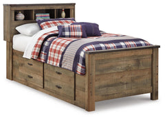 Trinell Brown Twin Bookcase Bed with Mattress - Ornate Home