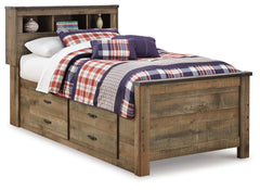Trinell Brown Twin Bookcase Storage Bedroom Set with Dresser, Mirror and Nightstand - Ornate Home