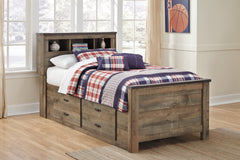 Trinell Brown Twin Bookcase Storage Bedroom Set with Dresser, Mirror and Nightstand - Ornate Home