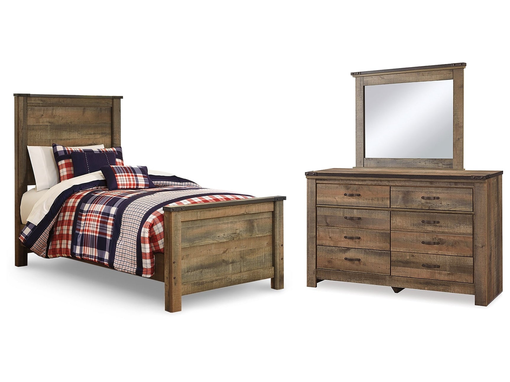 Trinell Brown Twin Panel Bed, Dresser and Mirror (Online Special Price) - Ornate Home