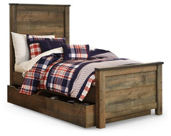 Trinell Brown Twin Panel Bed with 1 Large Storage Drawer - Ornate Home