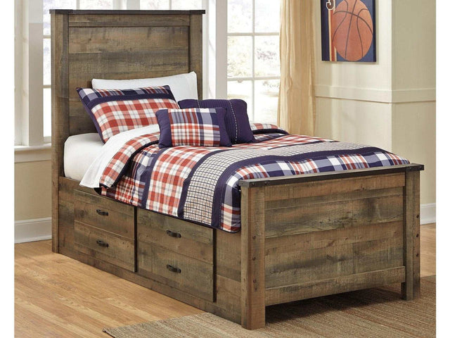 Trinell Brown Twin Panel Bed with 2 Storage Drawers (Online Special Price) - Ornate Home