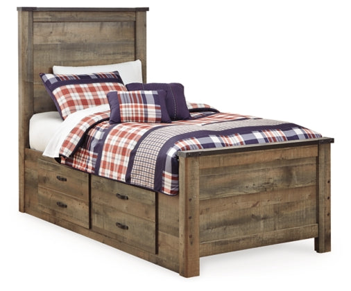 Trinell Brown Twin Panel Bed with 2 Storage Drawers (Online Special Price) - Ornate Home