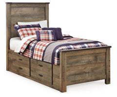 Trinell Brown Twin Panel Bed with 2 Storage Drawers - Ornate Home