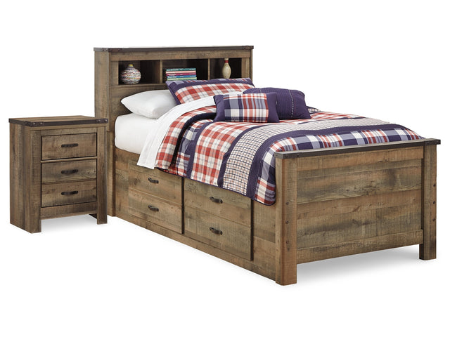 Trinell Brown Twin Panel Bedroom Set with Storage and Nightstand (Online Special Price) - Ornate Home