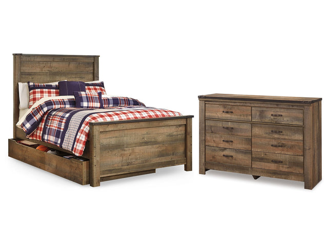 Trinell Full Panel Bed with Storage and Dresser (Online Special Price) - Ornate Home