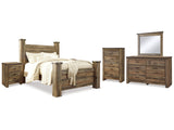 Trinell Nova Queen Poster Bedroom Set with Dresser, Mirror, Chest and 2 Nightstands (Online Special Price) - Ornate Home