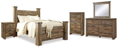 Trinell Nova Queen Poster Bedroom Set with Dresser, Mirror, Chest and 2 Nightstands - Ornate Home