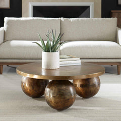 Triplet Antique Brass Coffee Table - Ornate Home