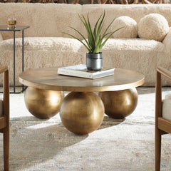 Triplet Antique Brass Coffee Table - Ornate Home
