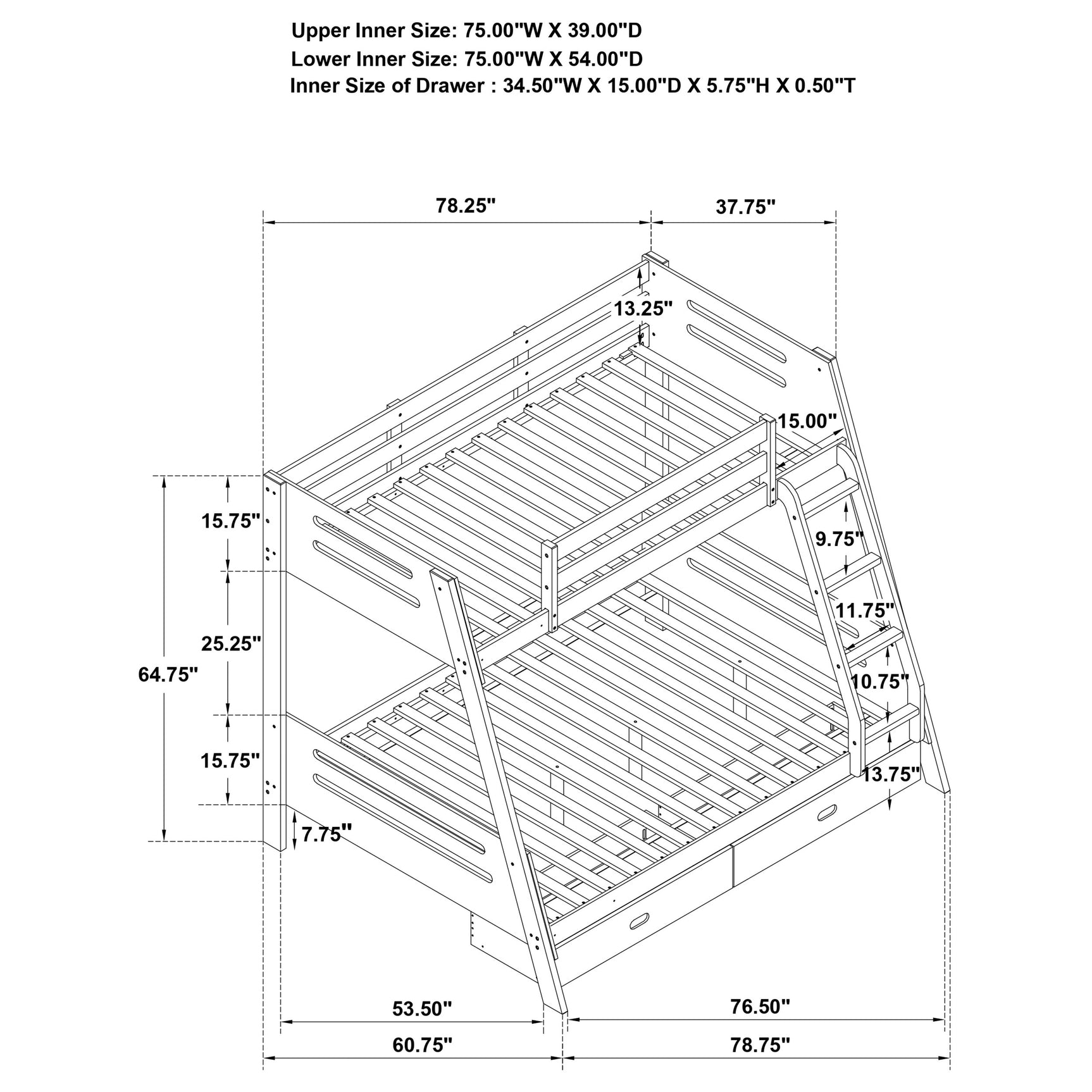 Trisha Grey Full  Bunk Bed - Ornate Home