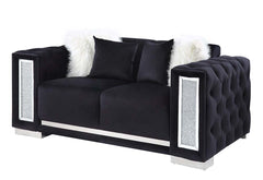 Trislar Black Loveseat w/ 4 Pillows - Ornate Home