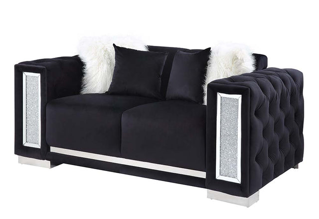 Trislar Black Loveseat w/ 4 Pillows - Ornate Home
