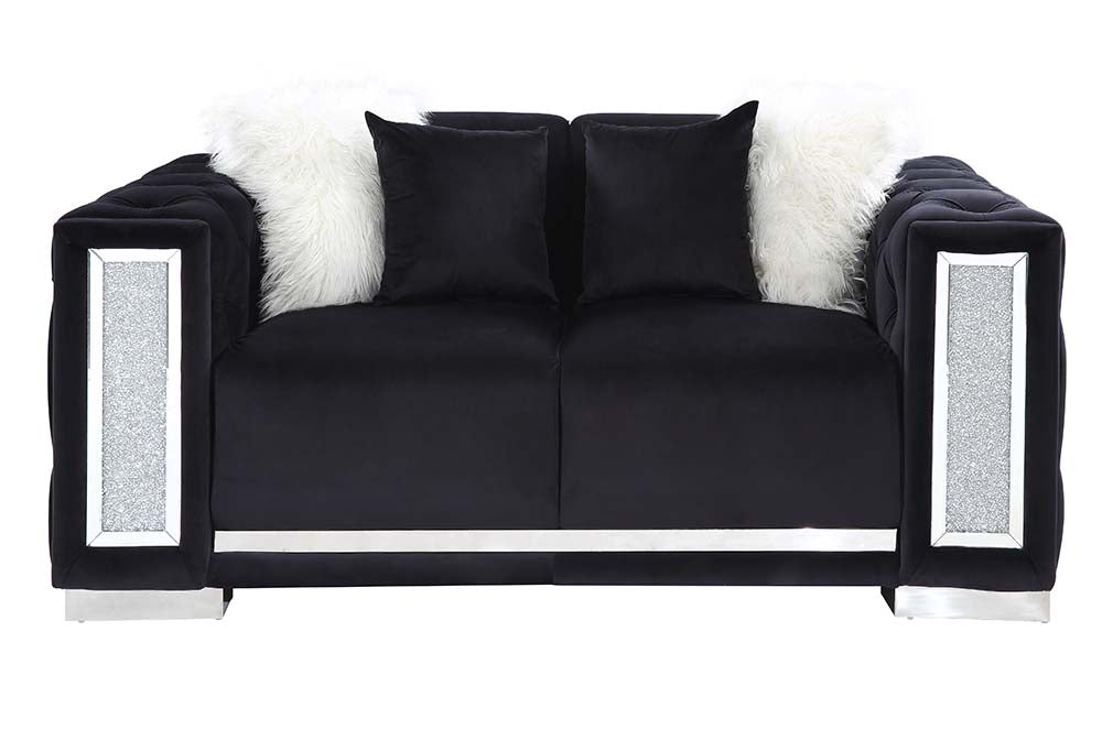 Trislar Black Loveseat w/ 4 Pillows - Ornate Home
