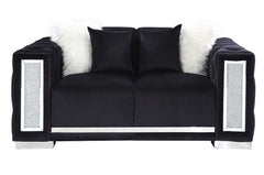 Trislar Black Loveseat w/ 4 Pillows - Ornate Home