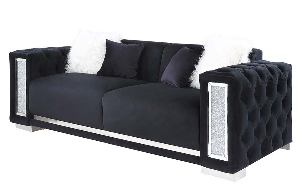 Trislar Black Sofa w/ 4 Pillows - Ornate Home