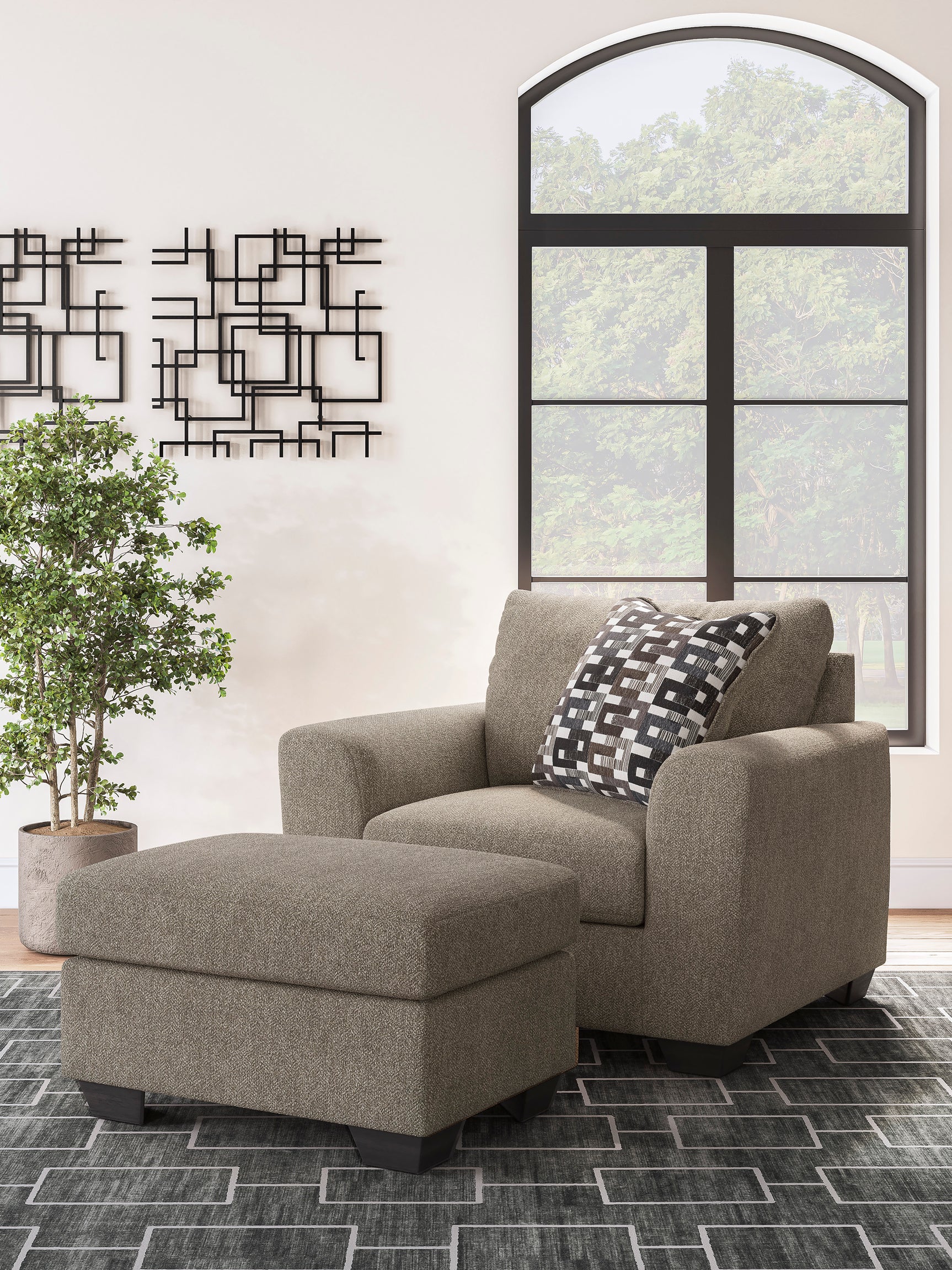 Triston-Peaks Suede Ottoman - Ornate Home
