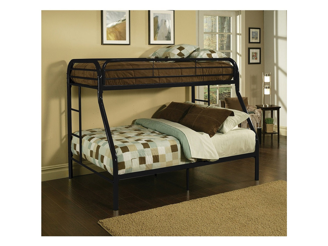 Tritan Black Bunk Bed (Twin/Full) - Ornate Home