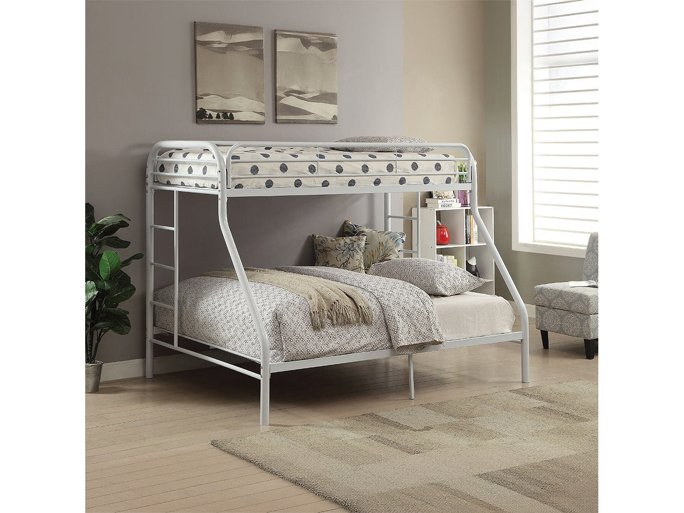 Tritan White Bunk Bed (Twin XL/Queen) - Ornate Home