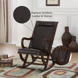 Triton Espresso PU & Walnut Rocking Chair - Ornate Home