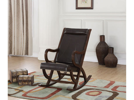 Triton Espresso PU & Walnut Rocking Chair - Ornate Home